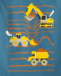 Toddler Boys Construction Vehicles Graphic Tee