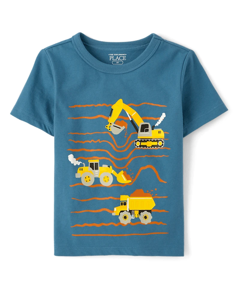 Toddler Boys Construction Vehicles Graphic Tee