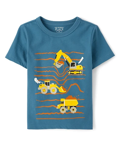 Toddler Boys Construction Vehicles Graphic Tee