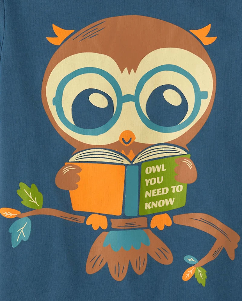 Toddler Boys Reading Owl Graphic Tee