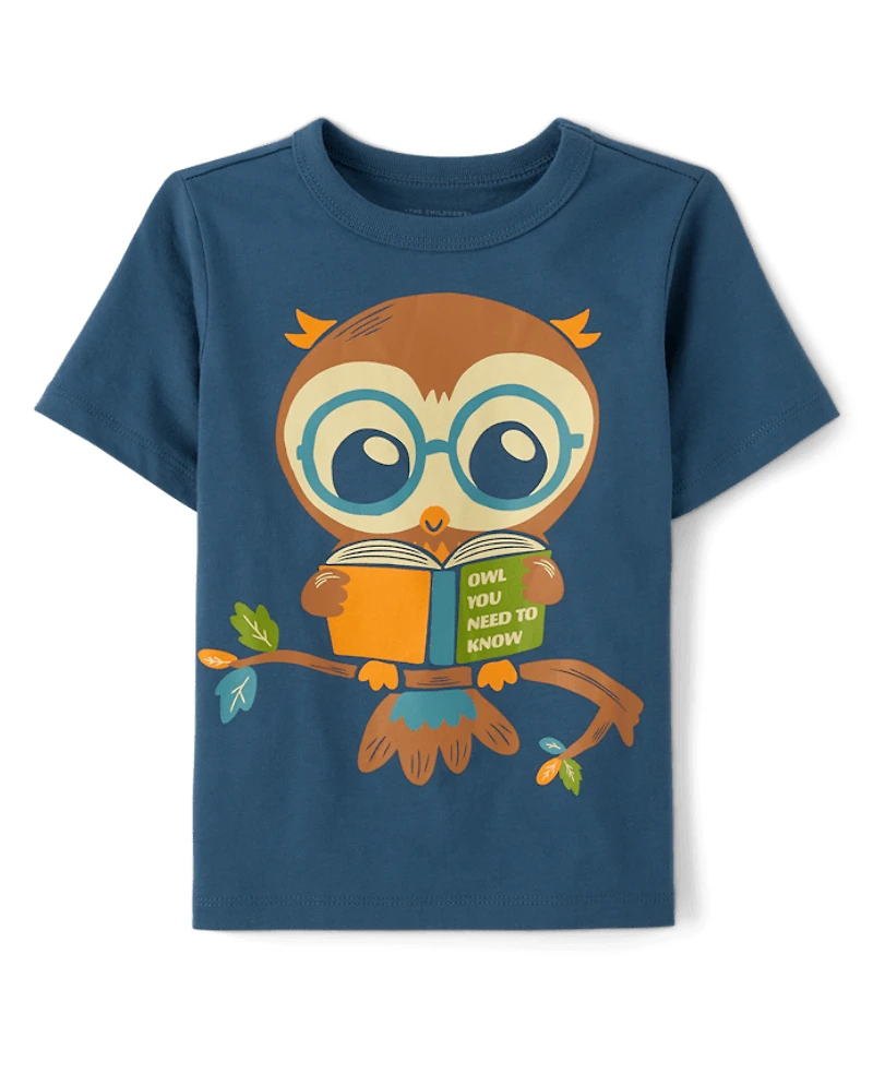 Toddler Boys Reading Owl Graphic Tee