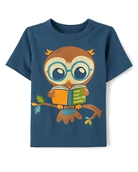 Toddler Boys Reading Owl Graphic Tee