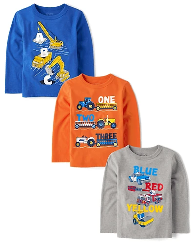 Lot de 3 t-shirts graphiques pour bébés et tout-petits garçons