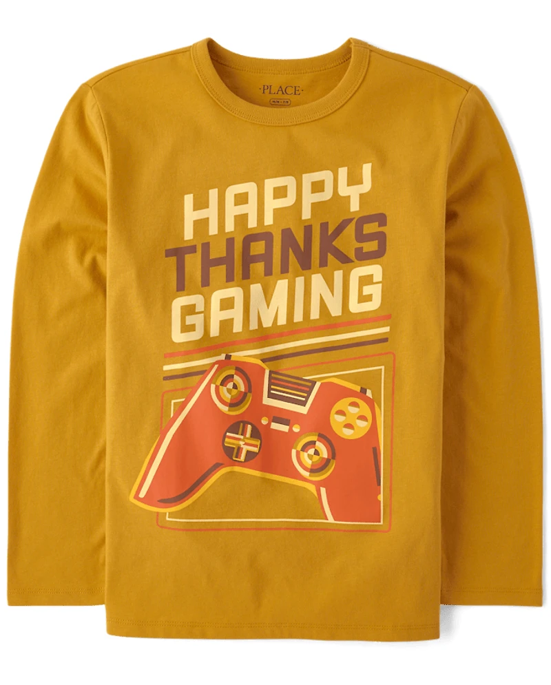 Boys Happy Thanksgaming Graphic Tee