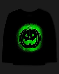 Baby And Toddler Boys Glow Pumpkin Face Graphic Tee