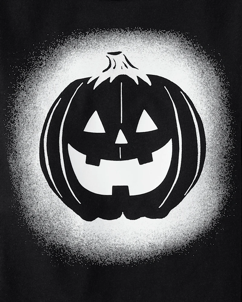 Baby And Toddler Boys Glow Pumpkin Face Graphic Tee