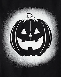 Baby And Toddler Boys Glow Pumpkin Face Graphic Tee