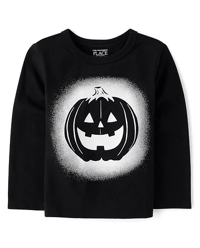 Baby And Toddler Boys Glow Pumpkin Face Graphic Tee