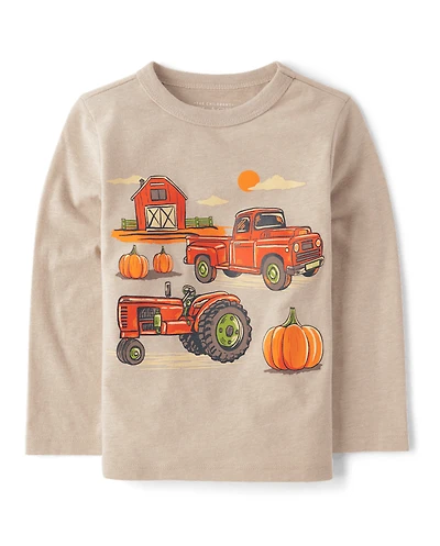 T-shirt graphique pour bébés et petits garçons avec motif de véhicules la ferme