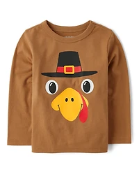 Baby And Toddler Boys Turkey Face Graphic Tee