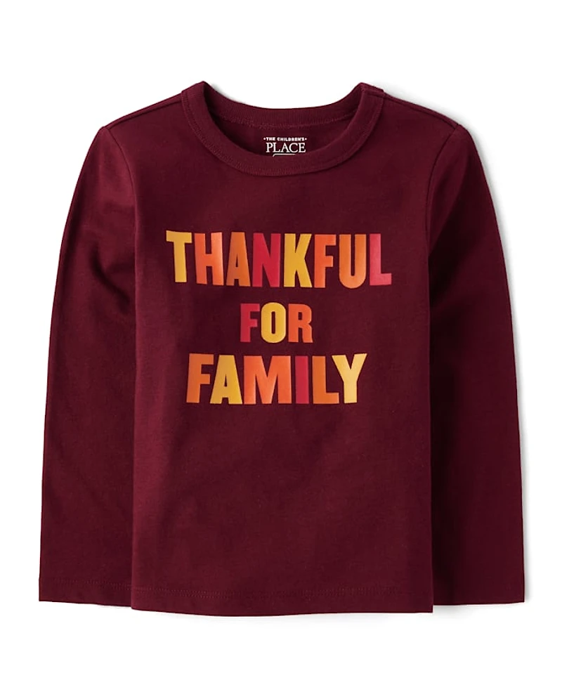 T-shirt graphique assorti pour tout-petits « Famille reconnaissante »