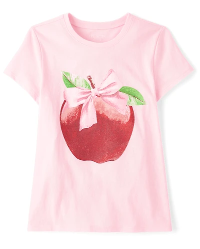 Girls Apple Bow Graphic Tee