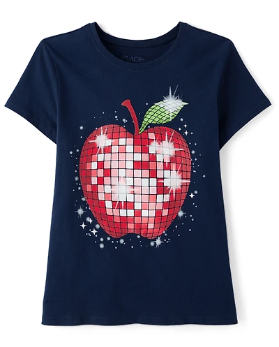 Girls Disco Apple Graphic Tee