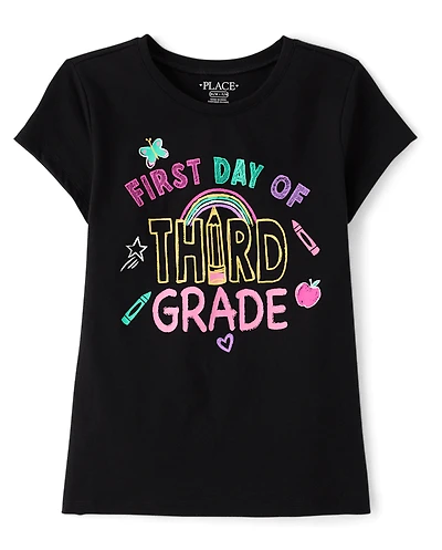 Girls First Day Third Grade Graphic Tee
