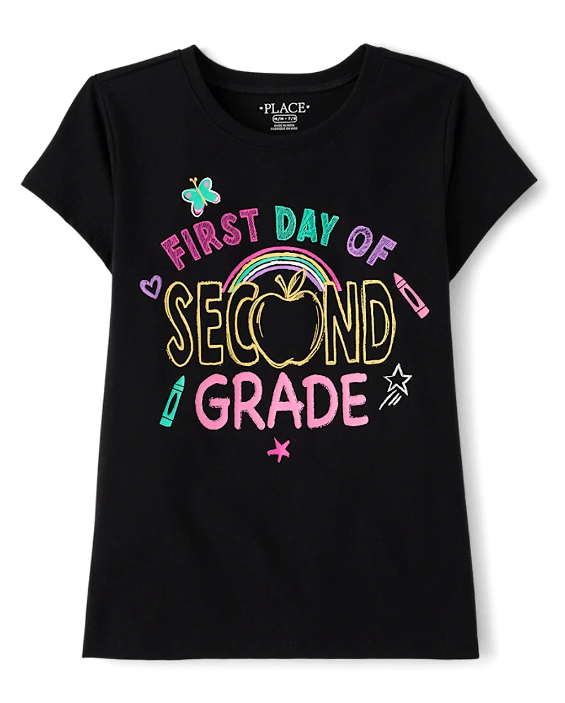 Girls First Day Second Grade Graphic Tee