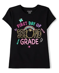 Girls First Day Second Grade Graphic Tee