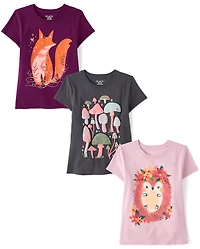Girls Animal Graphic Tee 3-Pack