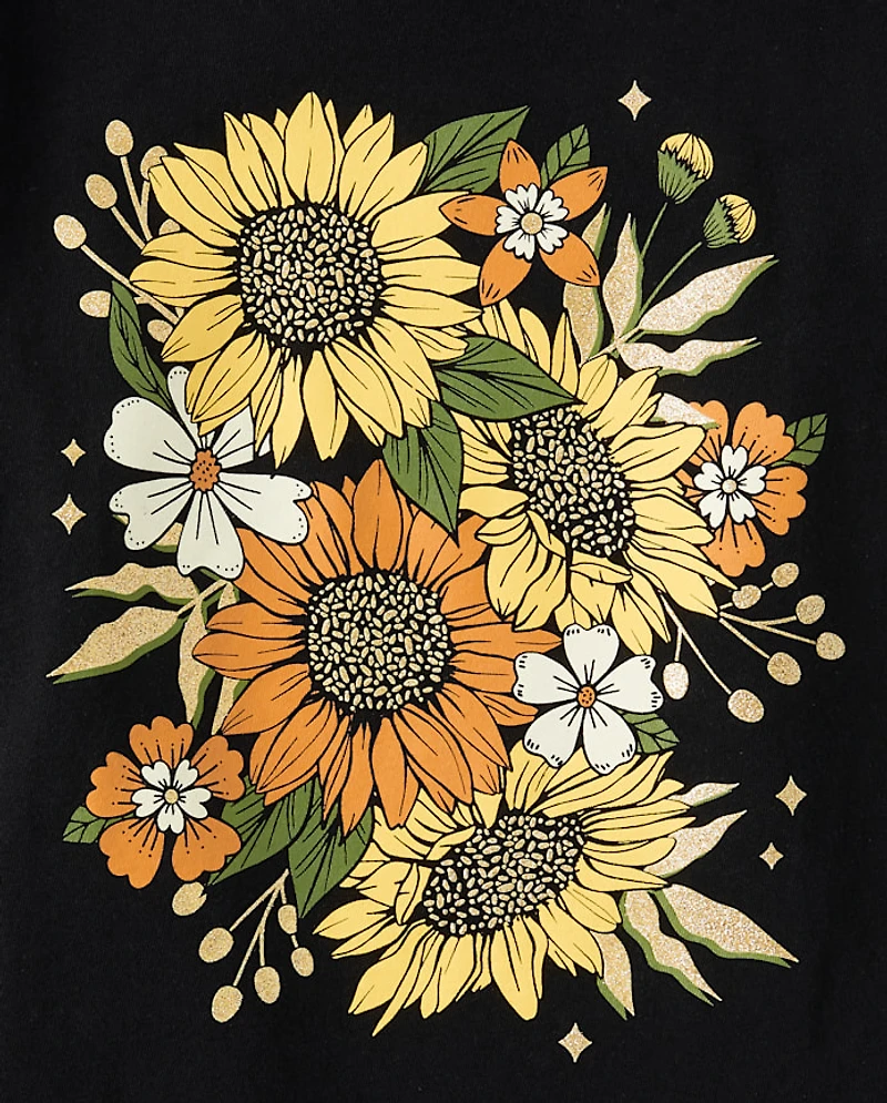 Girls Sunflowers Graphic Tee