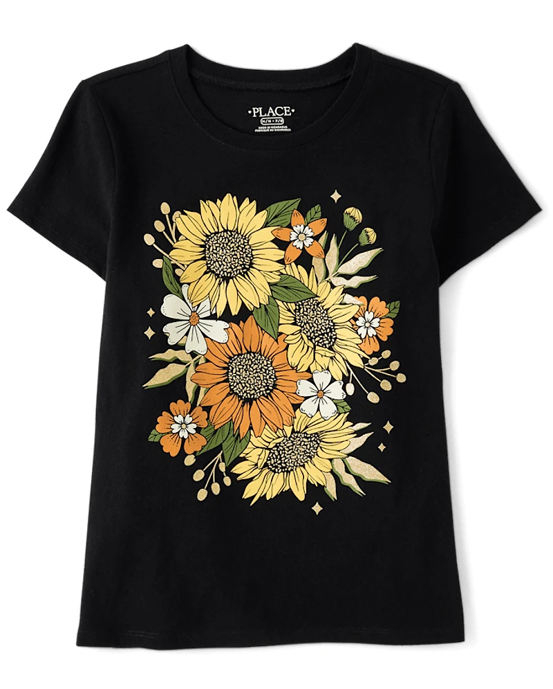 Girls Sunflowers Graphic Tee