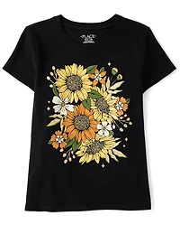Girls Sunflowers Graphic Tee