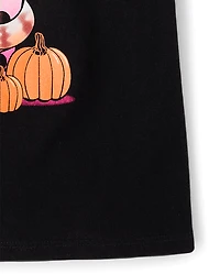 Girls Fall Cat Drink Graphic Tee