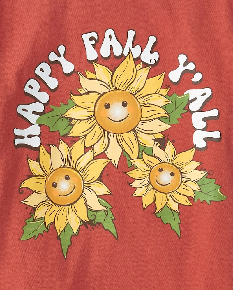 Girls Happy Fall Y'all Graphic Tee