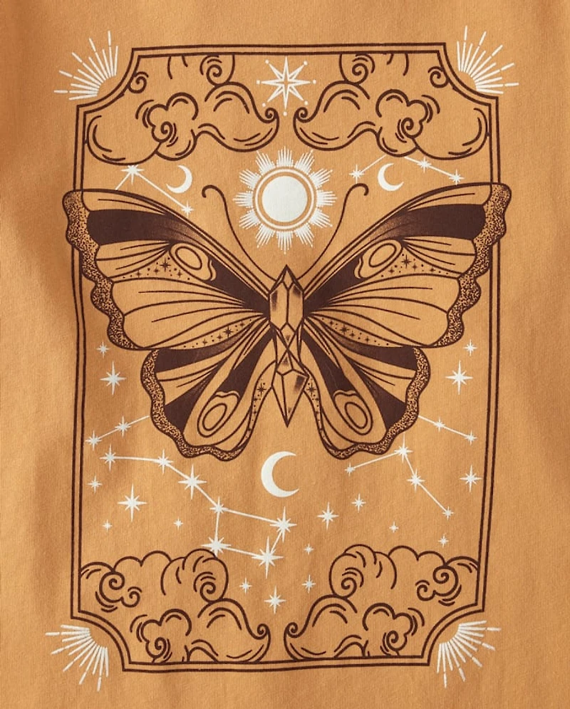 T-shirt graphique papillon pour fille
