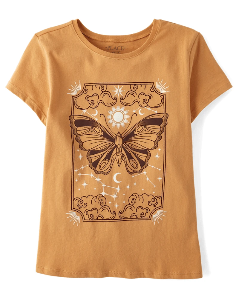 T-shirt graphique papillon pour fille