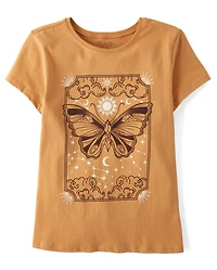 T-shirt graphique papillon pour fille
