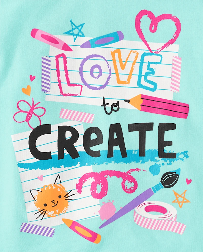 Toddler Girls Love to Create Graphic Tee