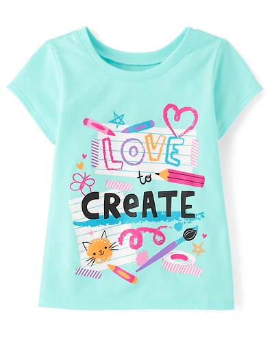 Toddler Girls Love to Create Graphic Tee