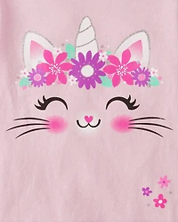 Baby And Toddler Girls Unicorn Cat Graphic Tee