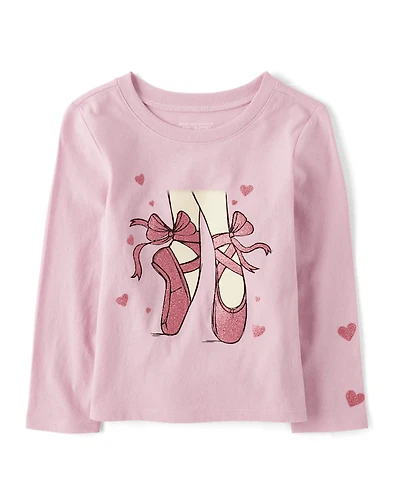 Baby And Toddler Girls Ballerina Pointe Shoes Graphic Tee