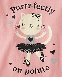 Baby And Toddler Girls Ballerina Cat Graphic Tee