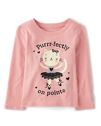 Baby And Toddler Girls Ballerina Cat Graphic Tee