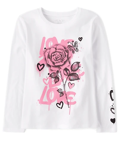 Girls Love Graffiti Rose Graphic Tee