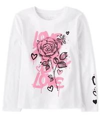 T-shirt graphique rose graffiti Girls Love