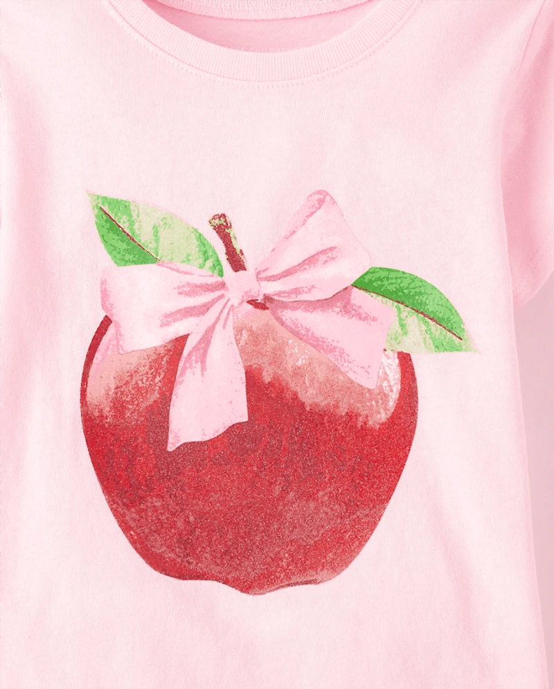 T-shirt graphique à nœud de pomme pour petite fille