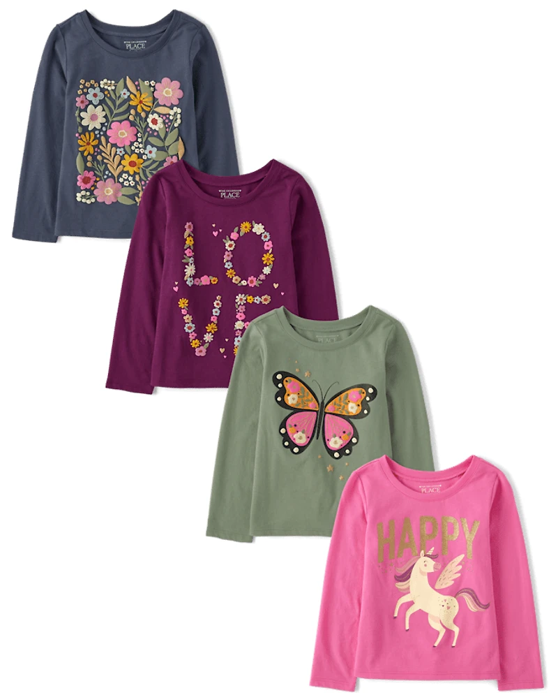 Baby And Toddler Girls Floral Graphic Tee 5-Pack