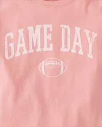 Girls Football Game Day Graphic Tee
