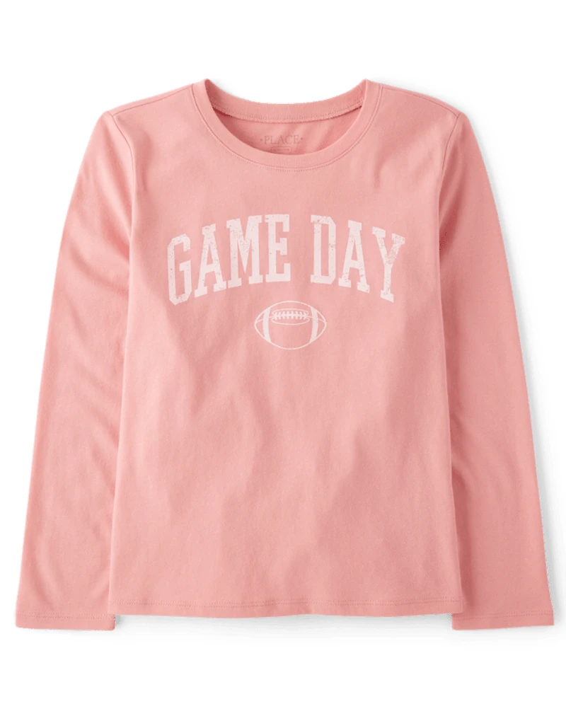 Girls Football Game Day Graphic Tee