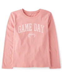 Girls Football Game Day Graphic Tee