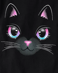 Girls Glow Cat Graphic Tee