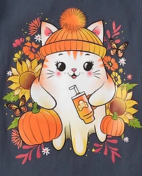 Girls Ghost Cat Graphic Tee