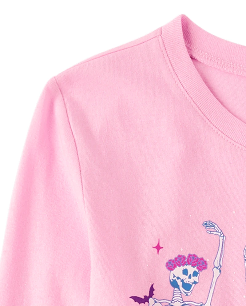 T-shirt graphique ballerines squelettes pour filles