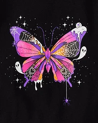 Baby And Toddler Girls Glow Butterfly Graphic Tee