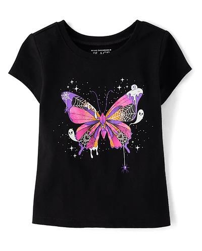 Baby And Toddler Girls Glow Butterfly Graphic Tee