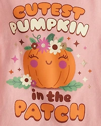 Baby And Toddler Girls Cutest Pumpkin Patch Graphic Tee