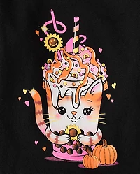 Baby And Toddler Girls Cat Drink Graphic Tee