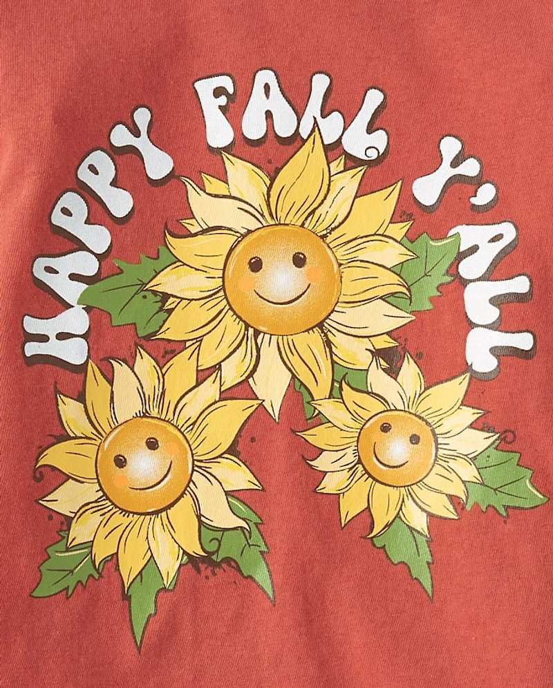 Baby And Toddler Girls Happy Fall Y'all Graphic Tee